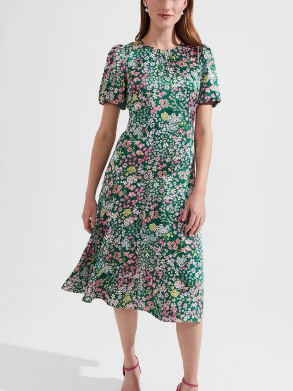 Hobbs London Green Floral Midi Dress